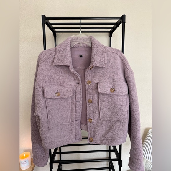 Jackets & Blazers - Lavender Cropped Teddy Jacket